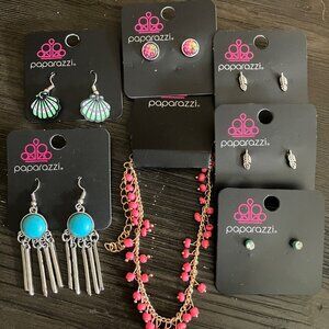 NEW Paparazzi (1) Coral Anklet and 6 Multi Earrings